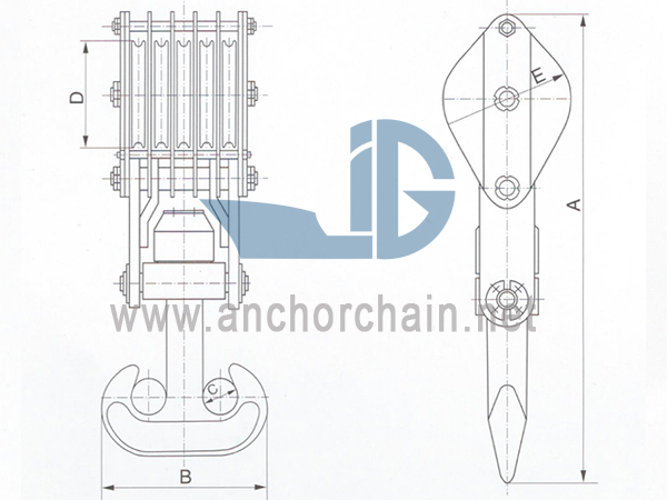 ZHC Series 5 Sheave Wire Rope Block ສໍາລັບ Ship Twin hook
